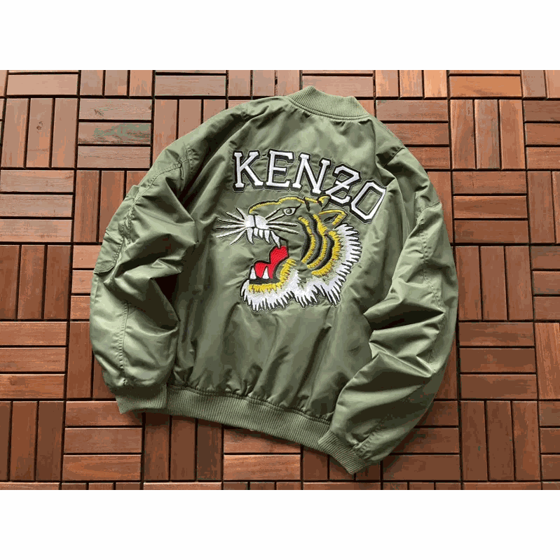KENZO Tiger Embroidered Bomber Jacket Green
