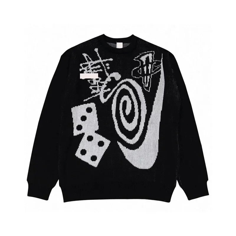 BAPE Black Knit Sweater with Dice and Spiral Design