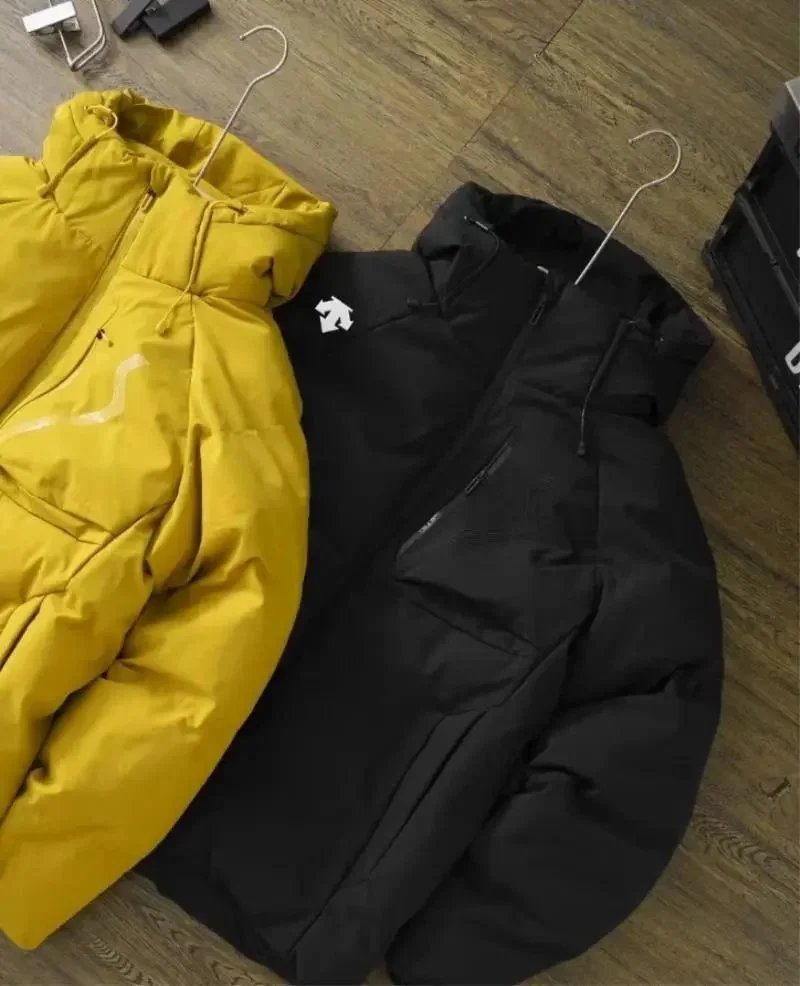 Men's Winter Puffer Jacket - Black and Yellow