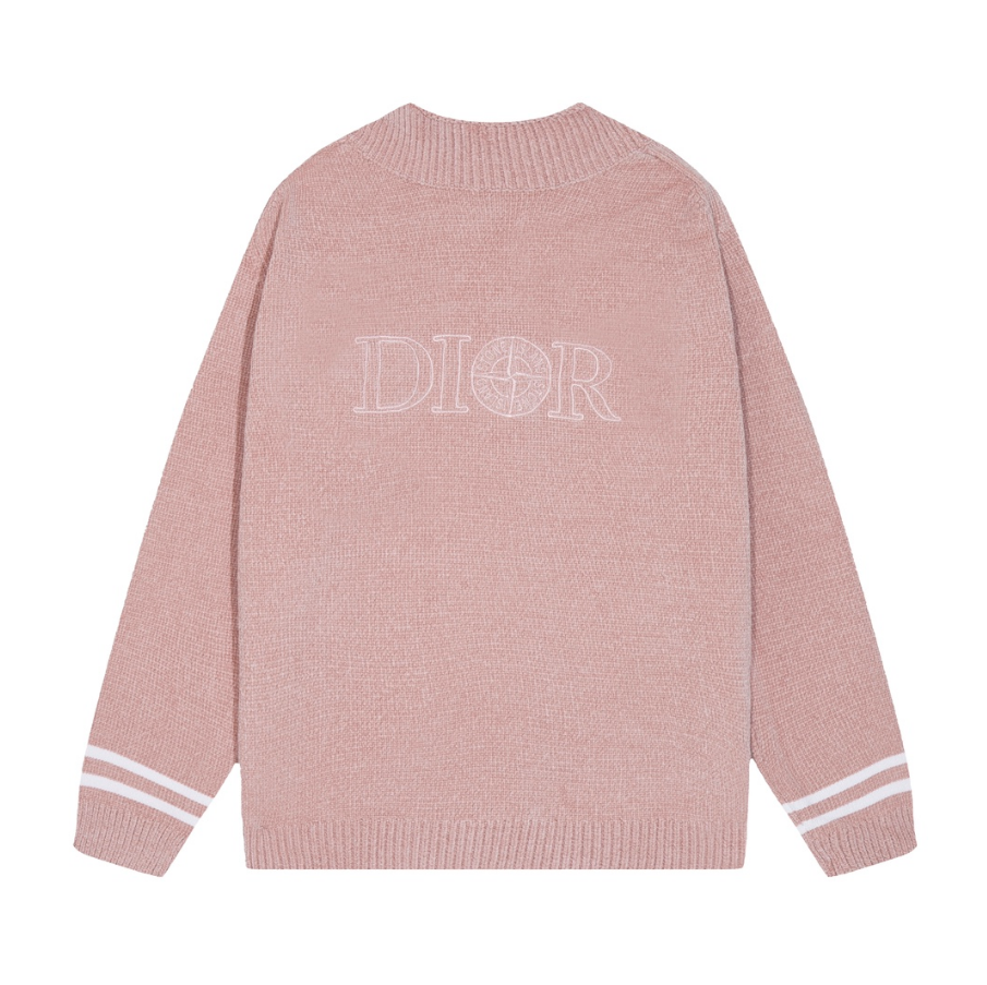 Dior Pink Knit Sweater with Logo Embroidery
