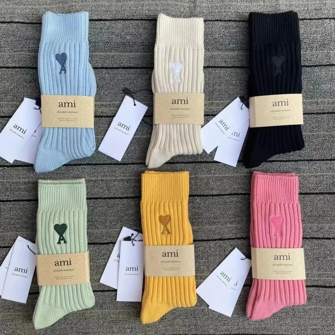 ami Alexandre Mattiussi Ribbed Socks with Heart Logo