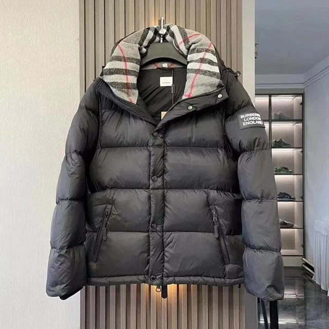 Burberry Black Down Puffer Jacket with Check Lining