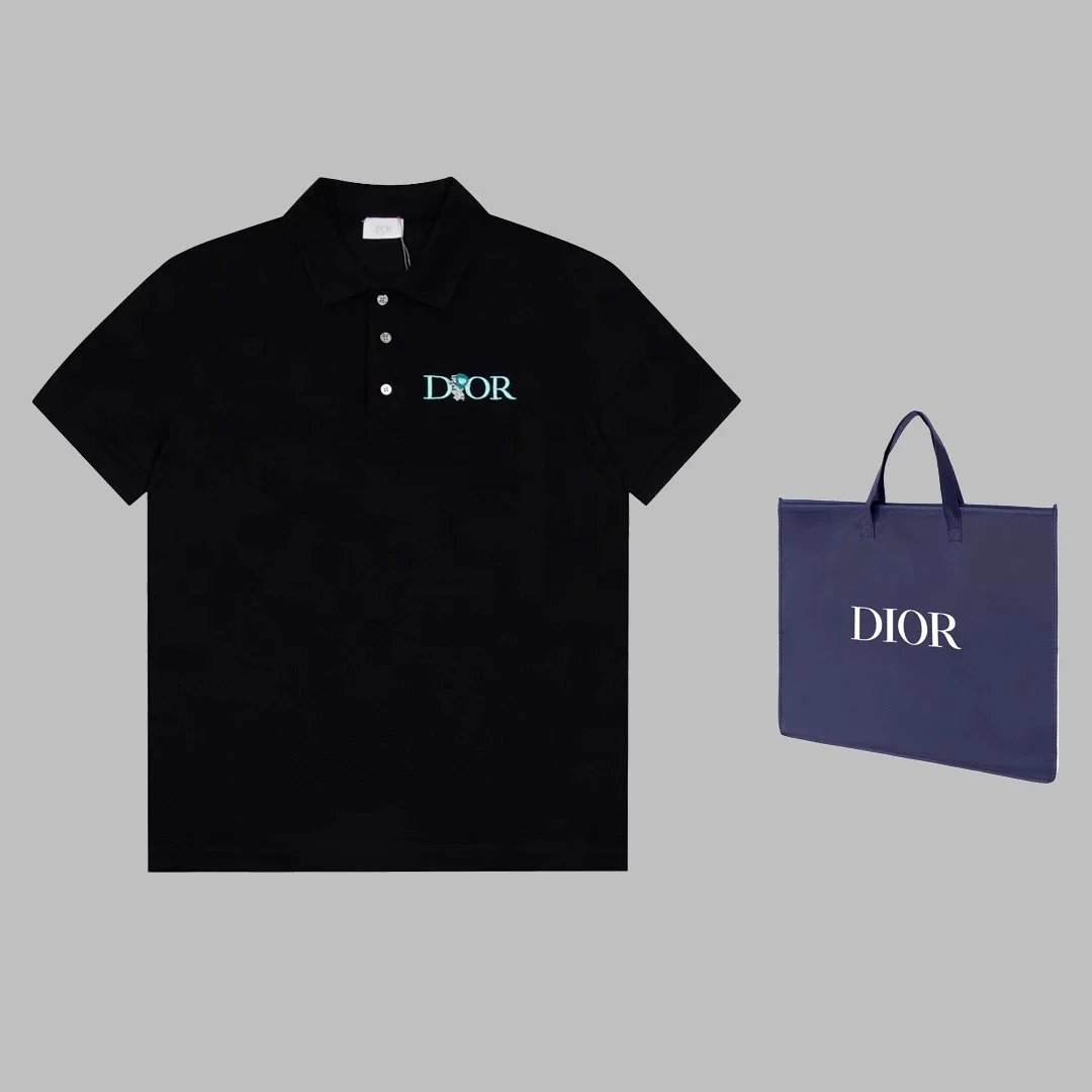 Dior Black Polo Shirt with Embroidered Logo