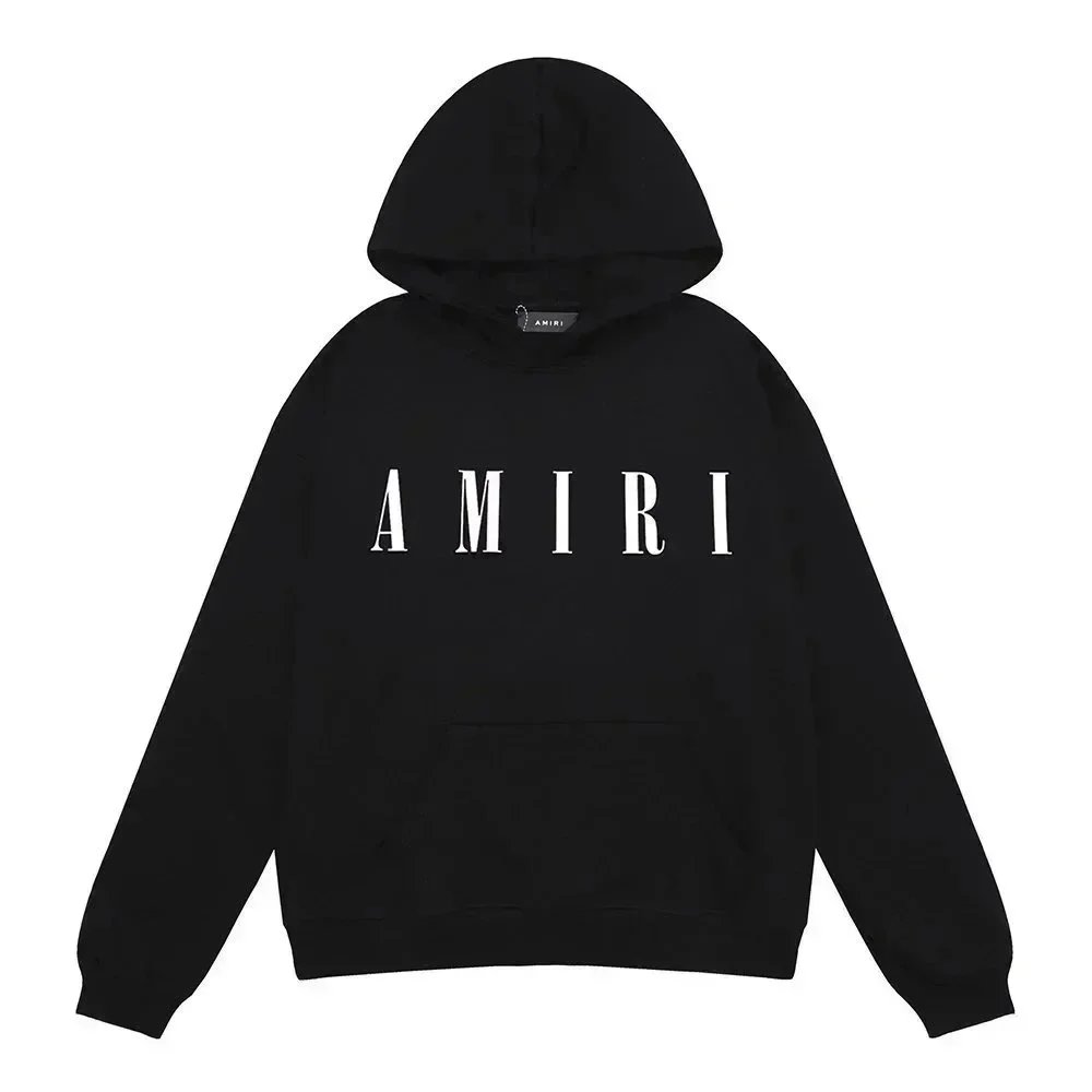 AMIRI Black Logo Hoodie for Men and Women
