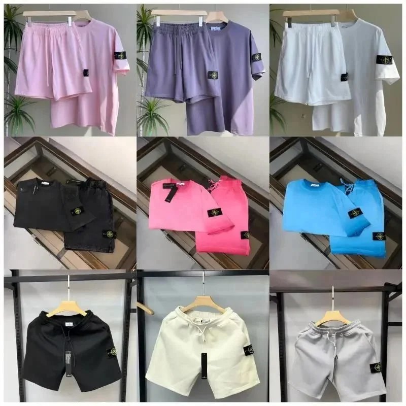 Stone Island Men's Casual Shorts & T-Shirt Sets