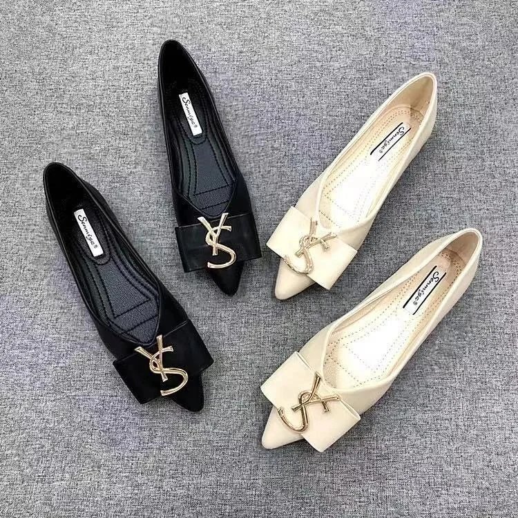 Saint Laurent YSL Monogram Flat Shoes Women's Pointed Toe Ballet Flats