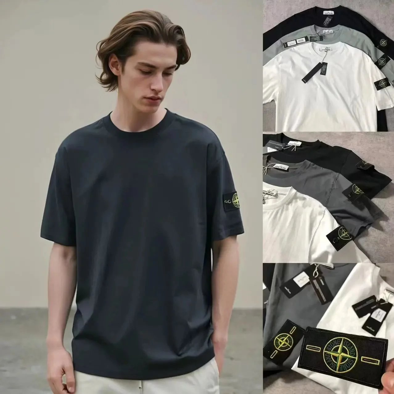 Stone Island Men's T-Shirt with Logo Patch