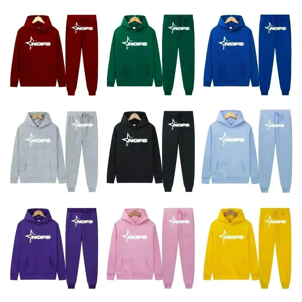 NOFS Hoodie and Pants Set - Comfortable Sweatshirt & Joggers for Men Women