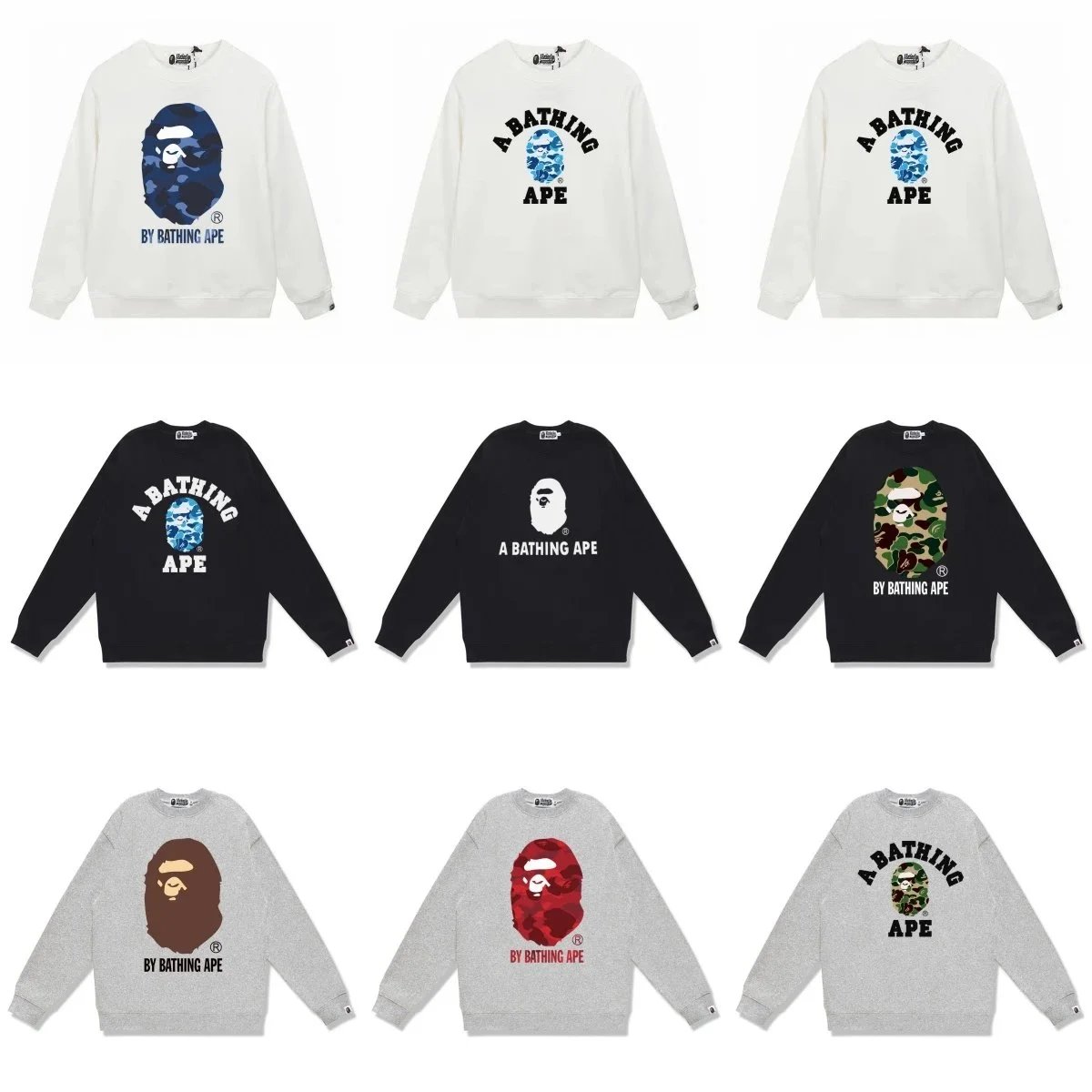 A Bathing Ape Camo Logo Crewneck Sweatshirt