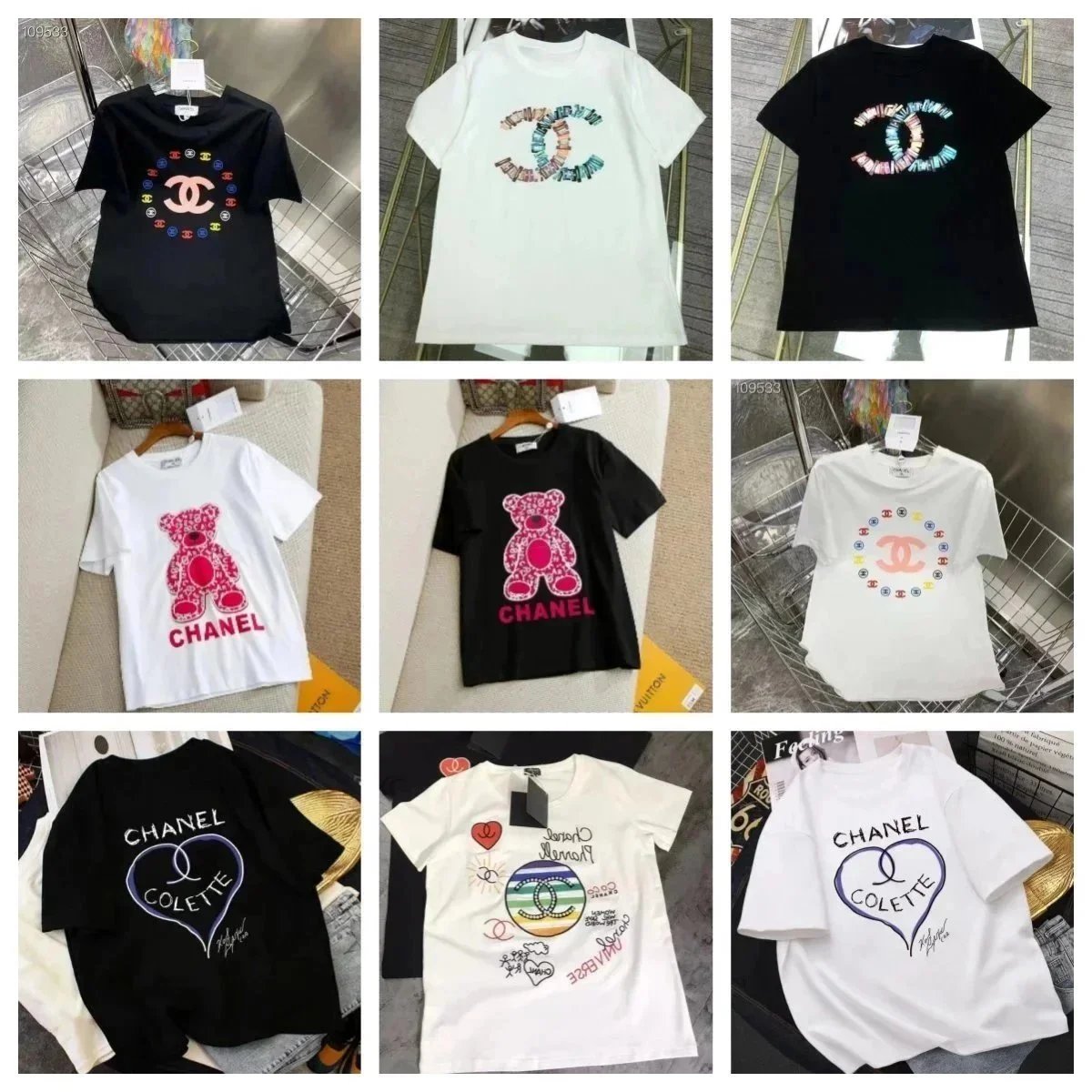 Chanel Logo Bear Print T-Shirt Women Fashion Casual Top