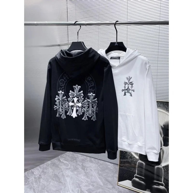 Luxury Cross Embroidered Hoodie for Men and Women