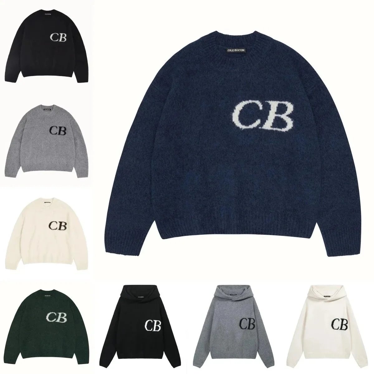 Cole Buxton CB Logo Knit Sweater Oversized Crewneck Pullover