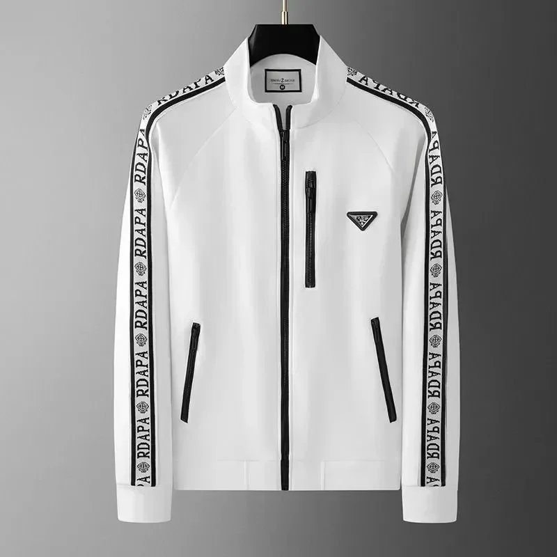 RDAPA White Men's Zip-Up Track Jacket with Logo Tape
