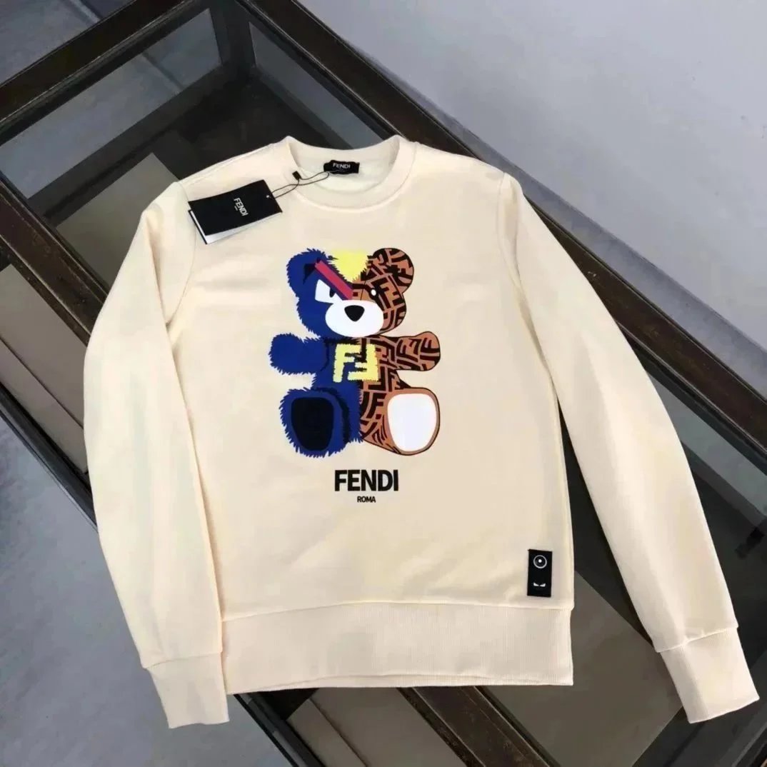 FENDI Bear Logo Crewneck Sweatshirt Cream Color