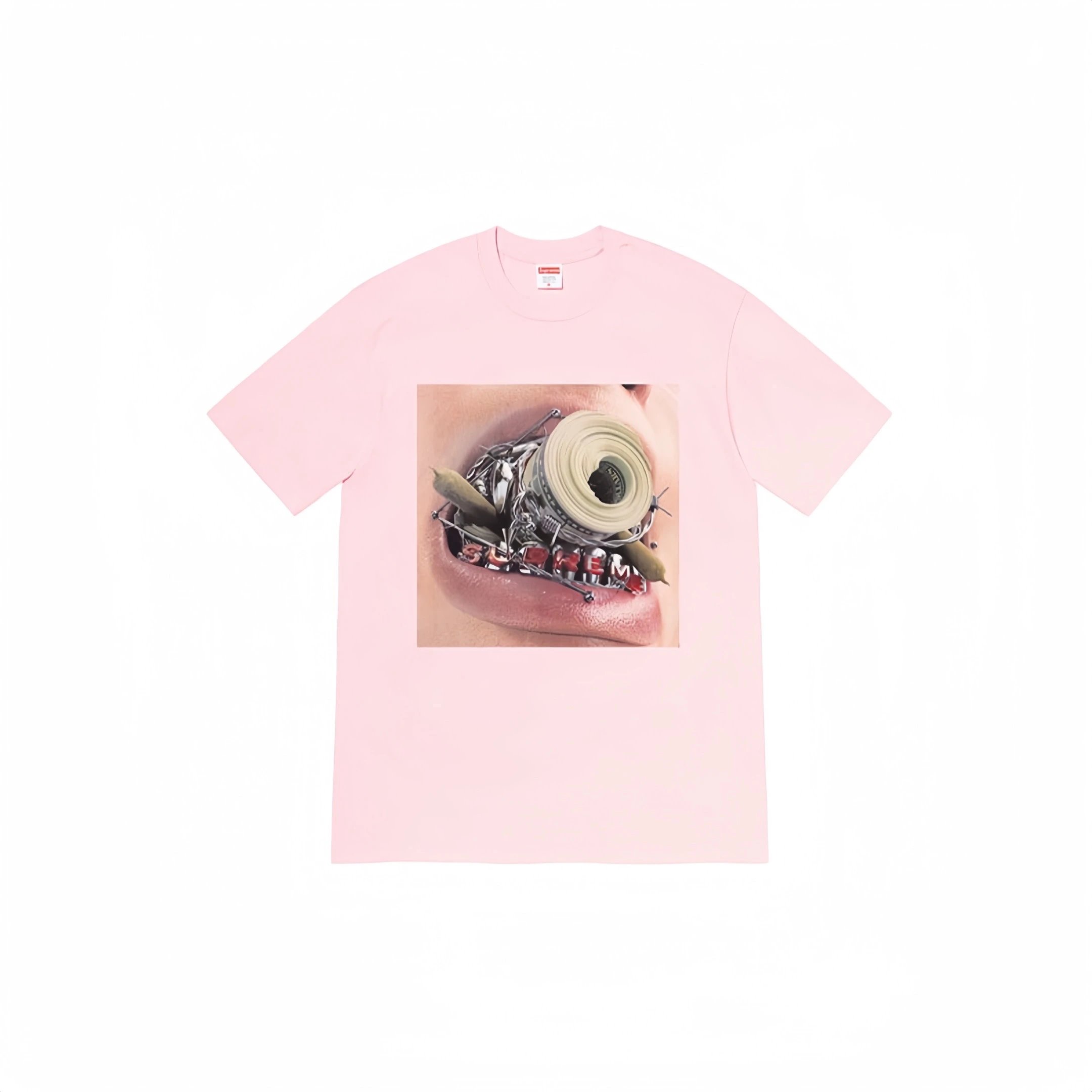 Supreme Pink T-Shirt with Mechanical Mouth Graphic