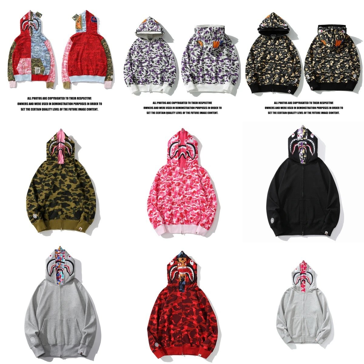 BAPE Shark Hoodie Camouflage Print Zip-Up Sweatshirt