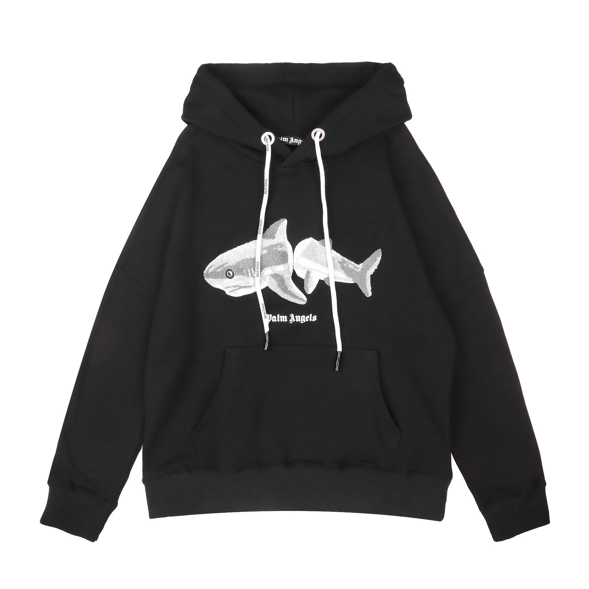Palm Angels Shark Print Hoodie Black