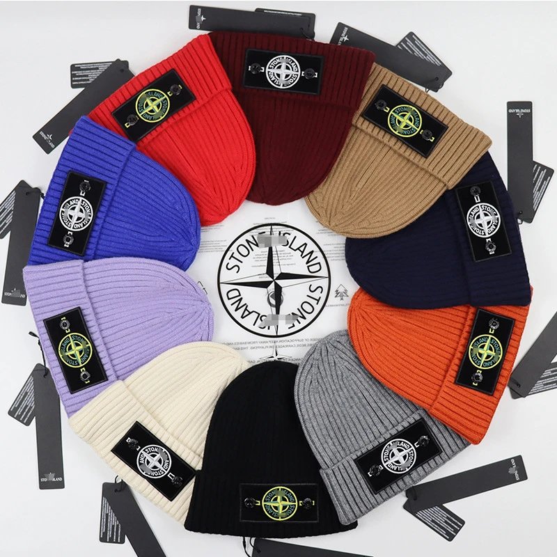 Stone Island Knit Beanie Hat with Logo Patch