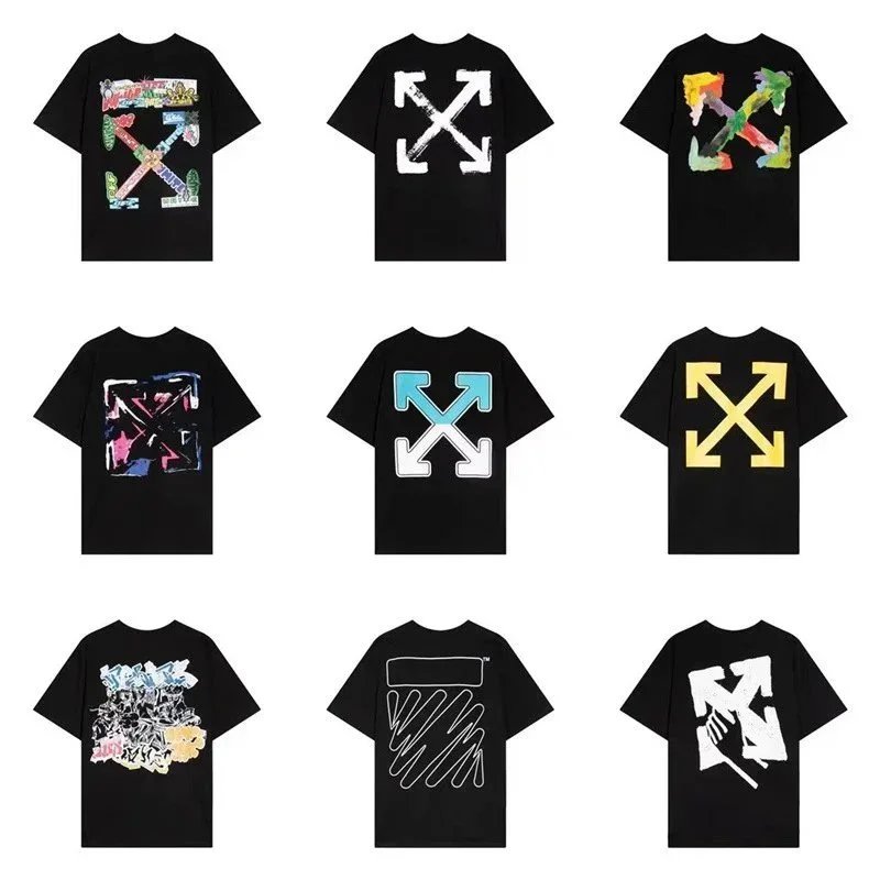 Off-White Black T-Shirts with Arrow Logo Design