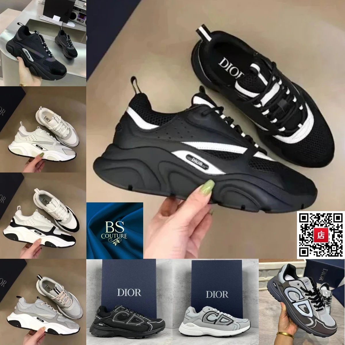 Dior Sneakers Black White Mesh Running Shoes Fashion Sport Trainers