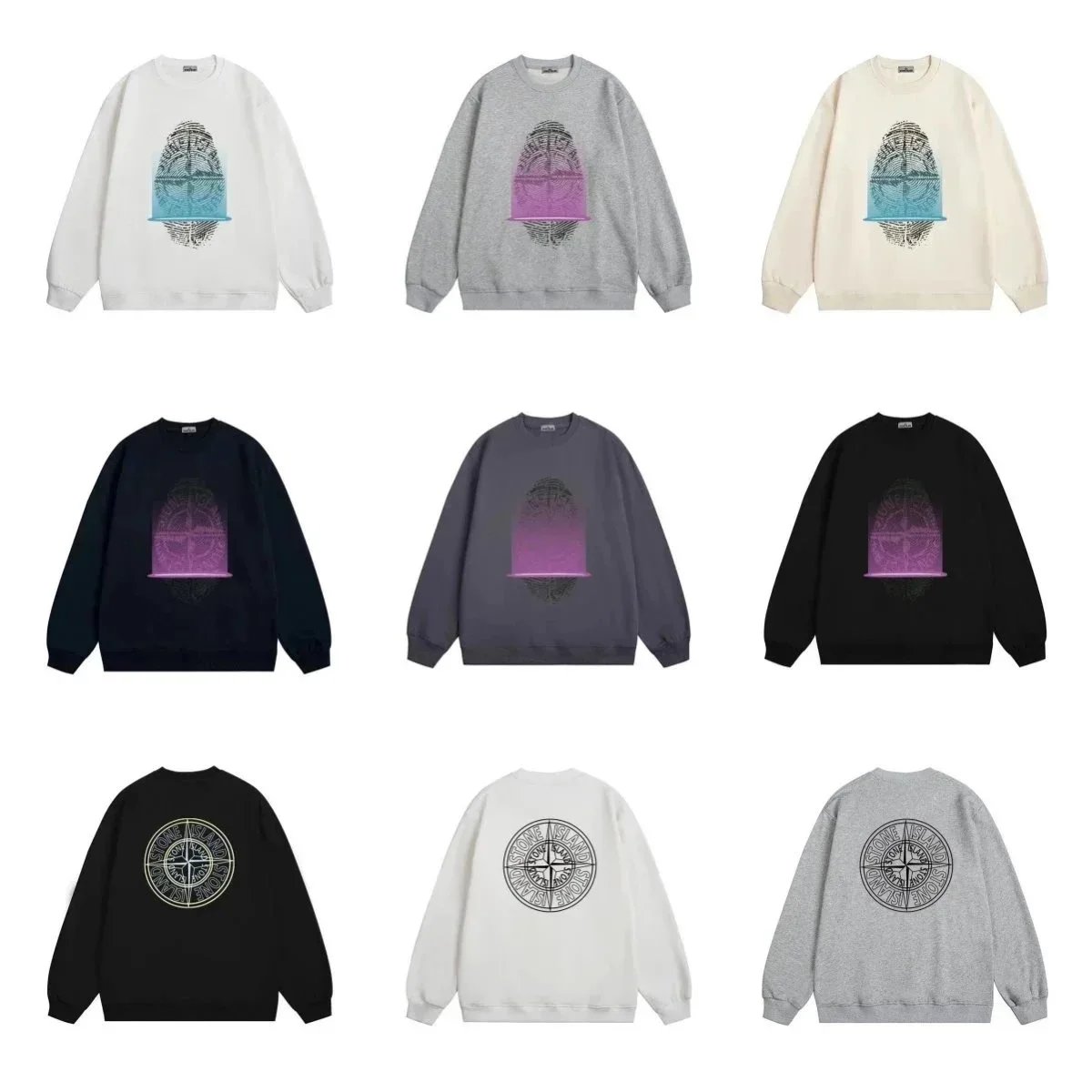 Stone Island Compass Print Crewneck Sweatshirt