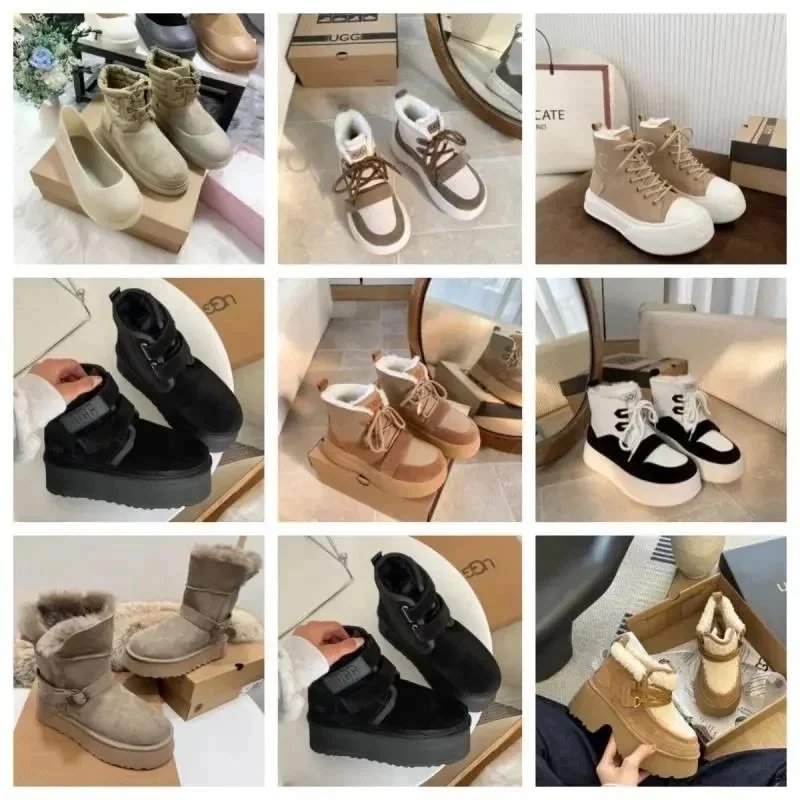 UGG Winter Snow Boots Women Warm Faux Fur Lined Chunky Sole Ankle Boots