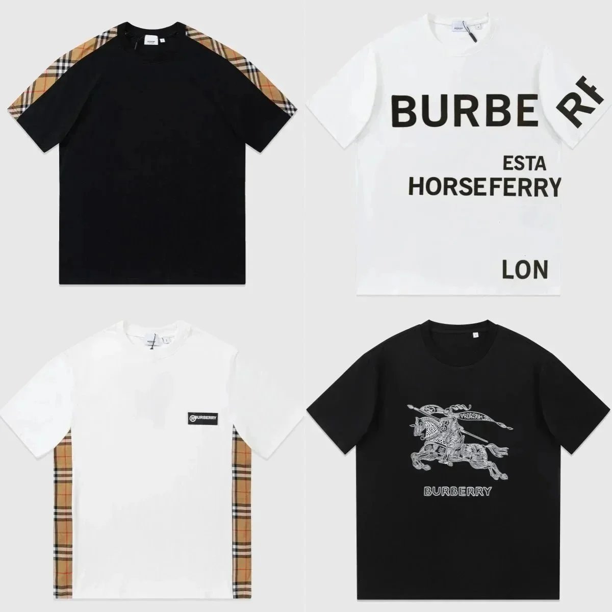 Burberry T-Shirts with Iconic Check and Logo Design