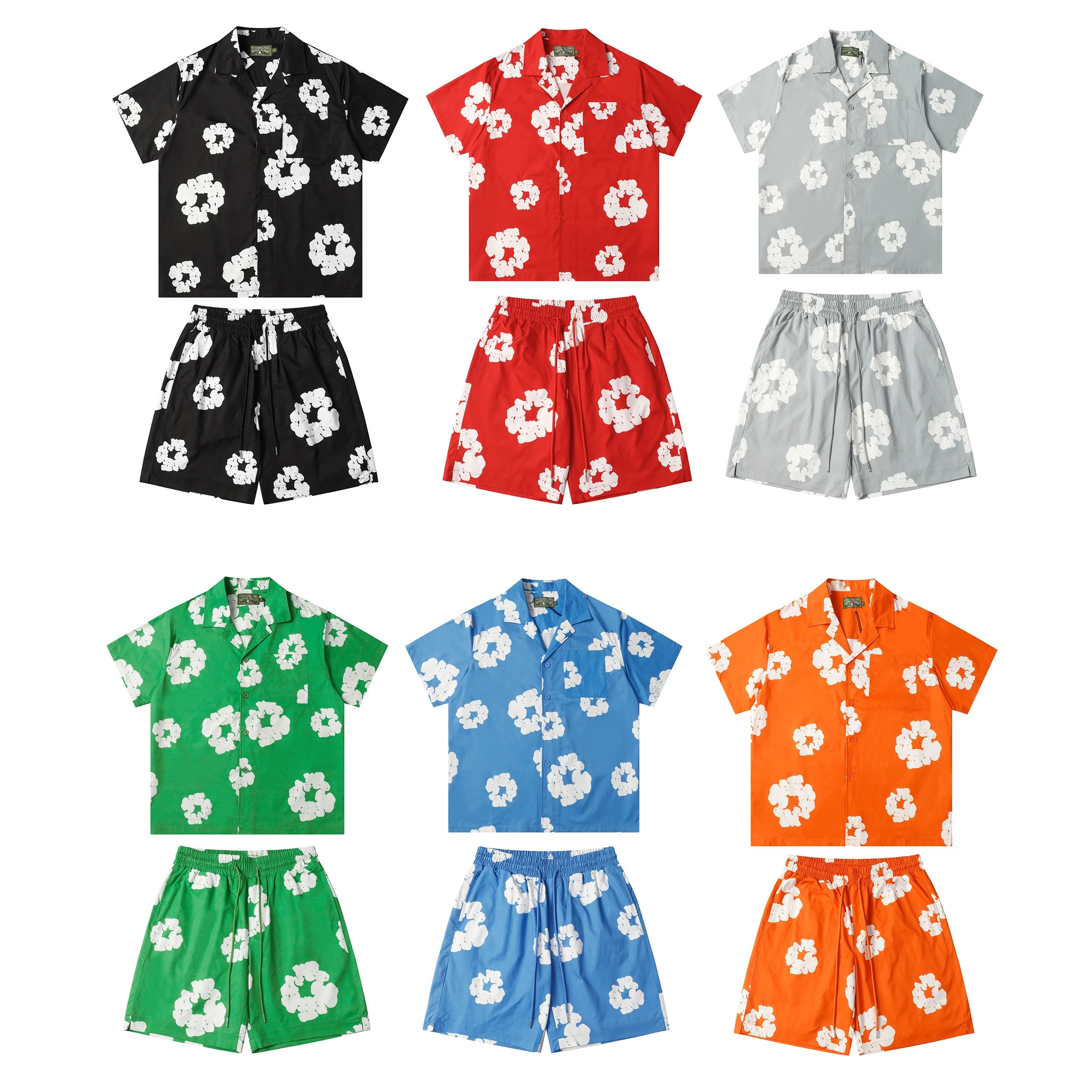 Men's Floral Print Short Sleeve Shirt and Shorts Set