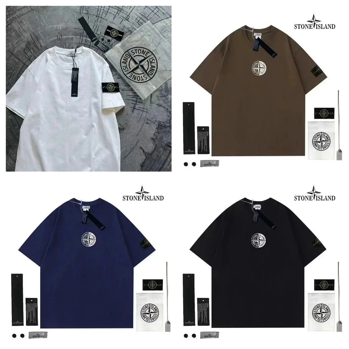 STONE ISLAND Logo Print T-Shirt Men's Oversized Cotton Tee