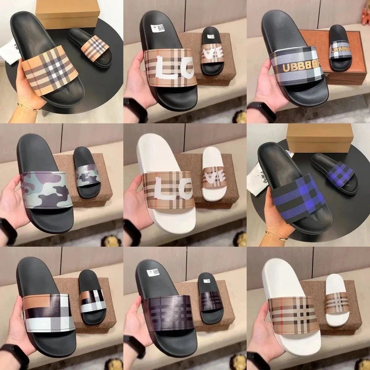 Burberry Plaid Slide Sandals for Men and Women