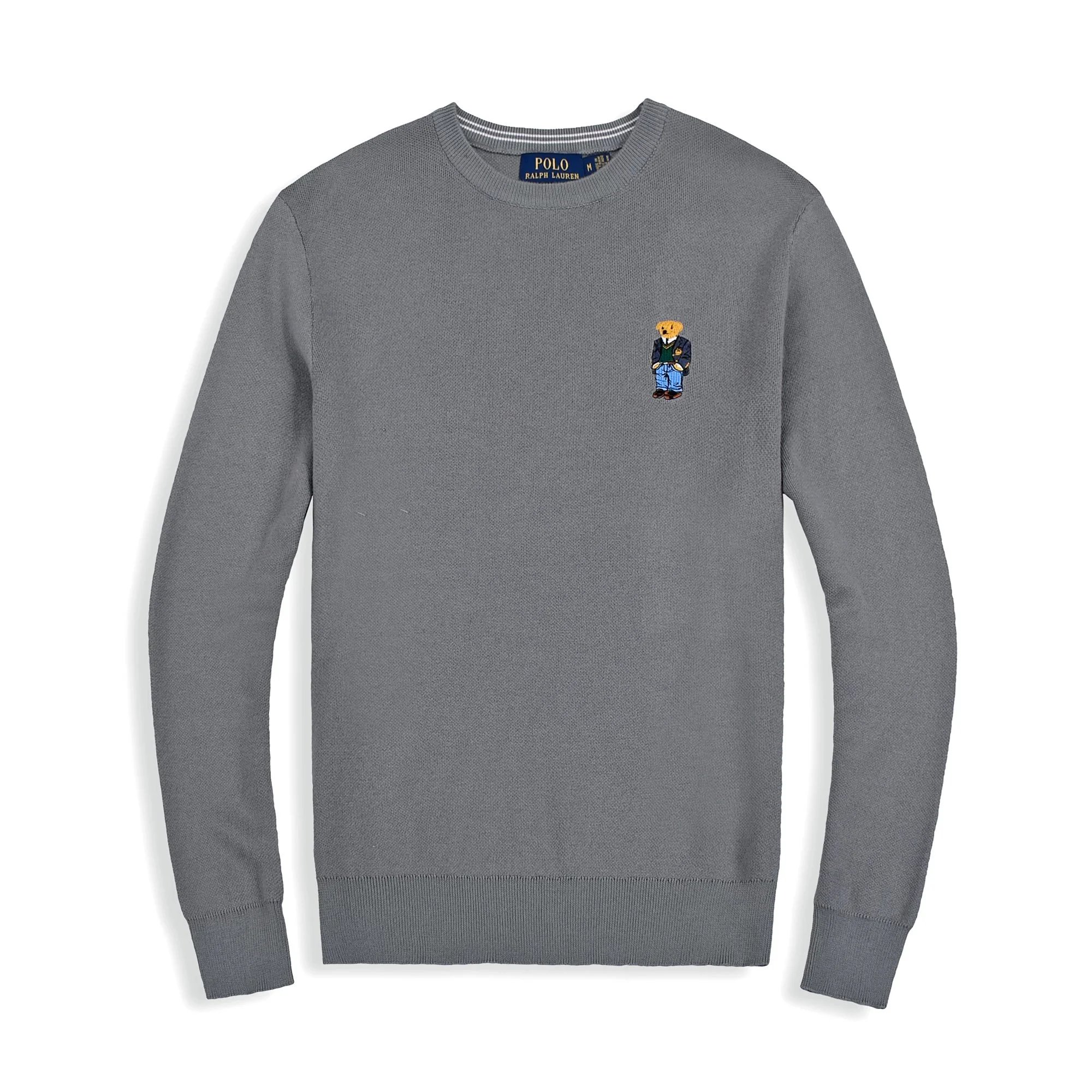 Men's Gray Crewneck Sweater with Bear Logo