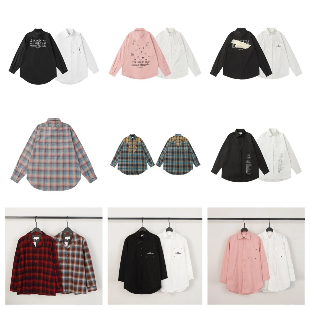 Maison Margiela Printed Long Sleeve Shirts for Men and Women