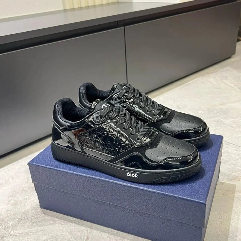Dior Black Patent Leather Sneakers for Men and Women