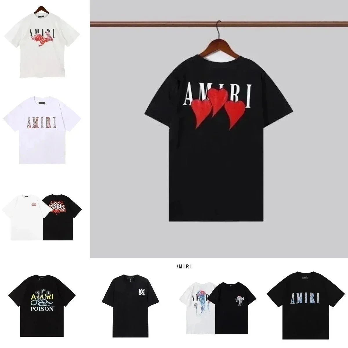 AMIRI Heart Logo T-Shirt Black Oversized Streetwear Tee