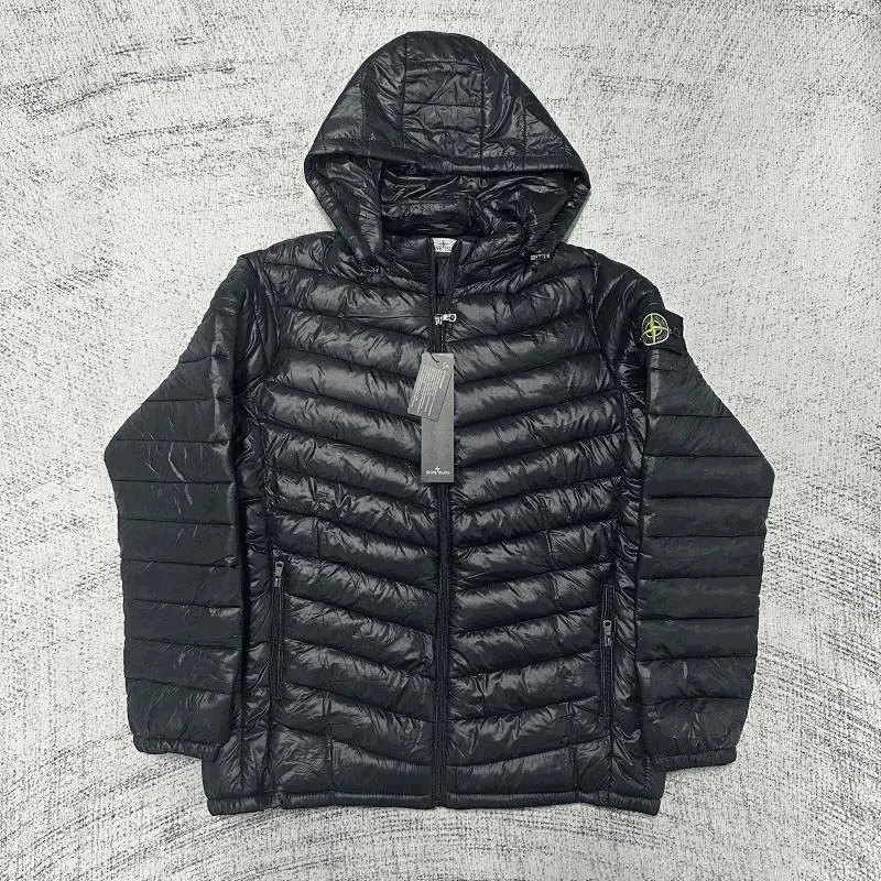 Stone Island Black Quilted Hooded Down Jacket