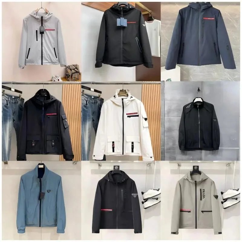 PRADA Men's Hooded Windbreaker Jacket Lightweight Water Resistant Outdoor Wear