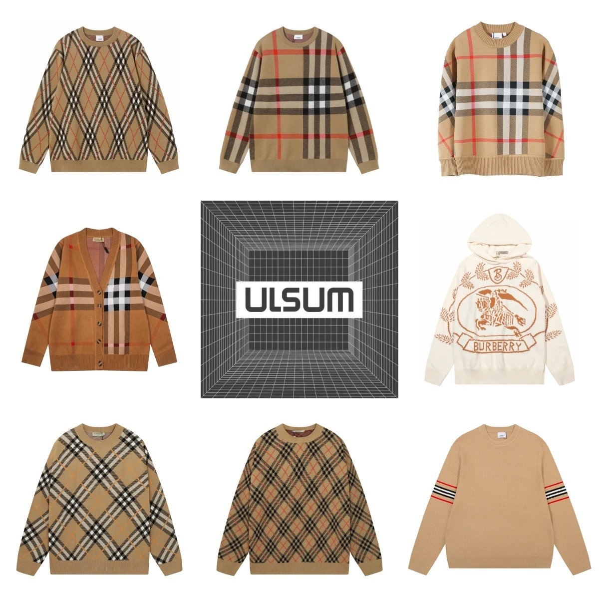 Classic Check Pattern Knit Sweaters for Men and Women