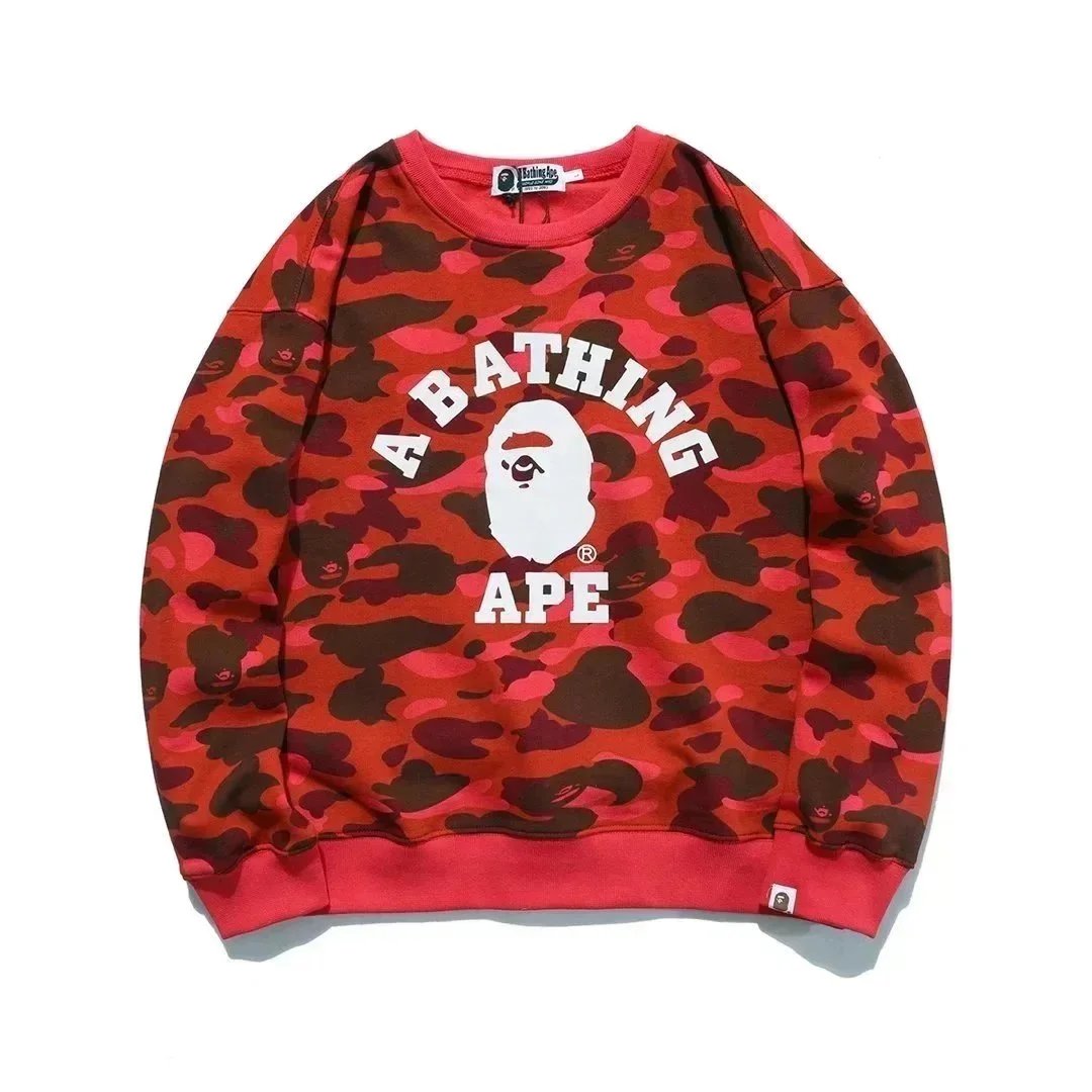 A Bathing Ape Red Camo College Sweatshirt
