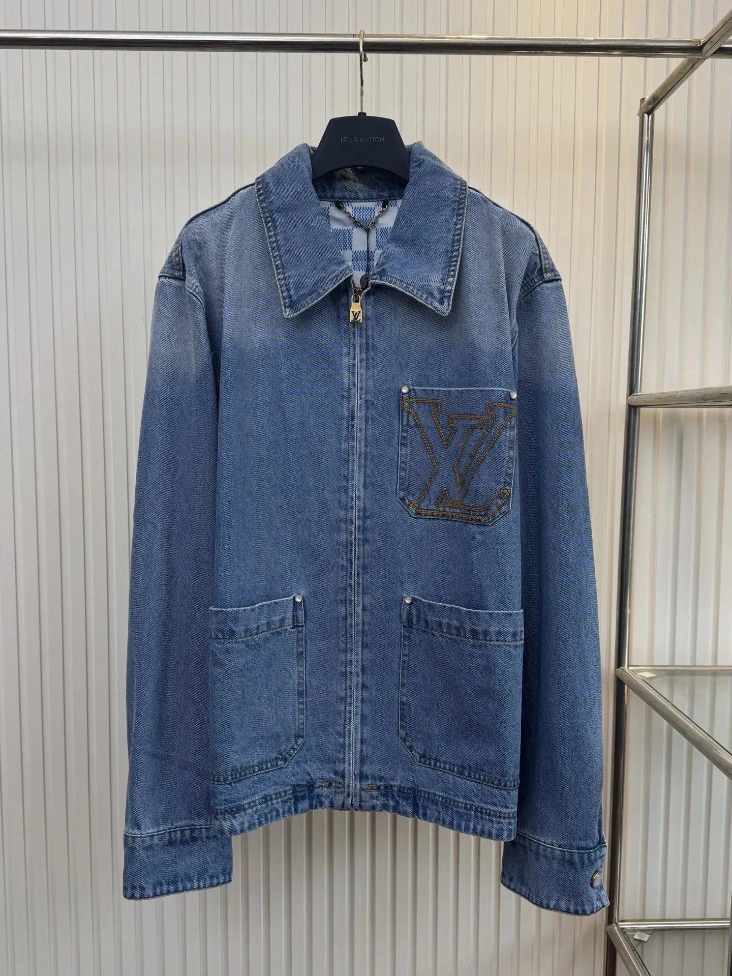 Louis Vuitton Denim Jacket with LV Logo Patch