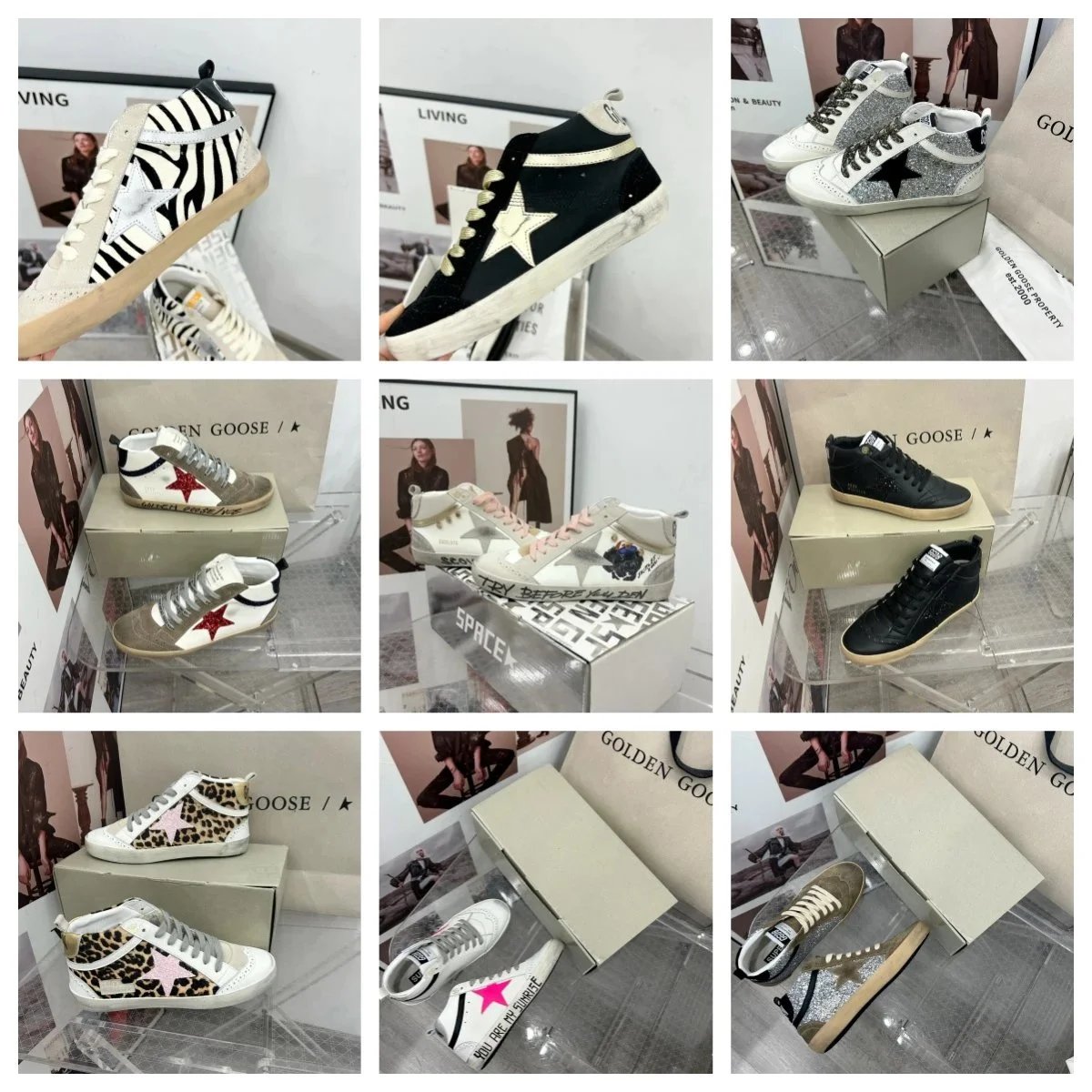 Golden Goose High Top Sneakers with Star Logo