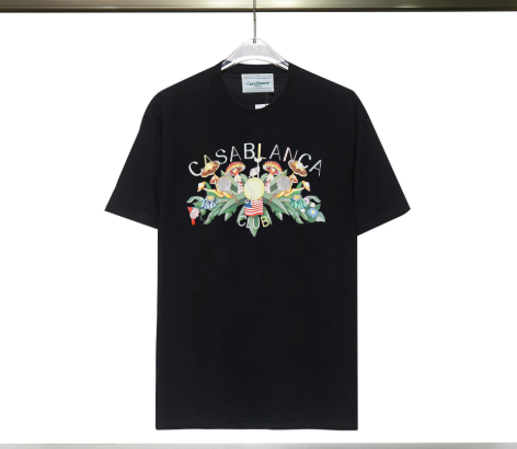 Casablanca Black T-Shirt with Floral Embroidery Design