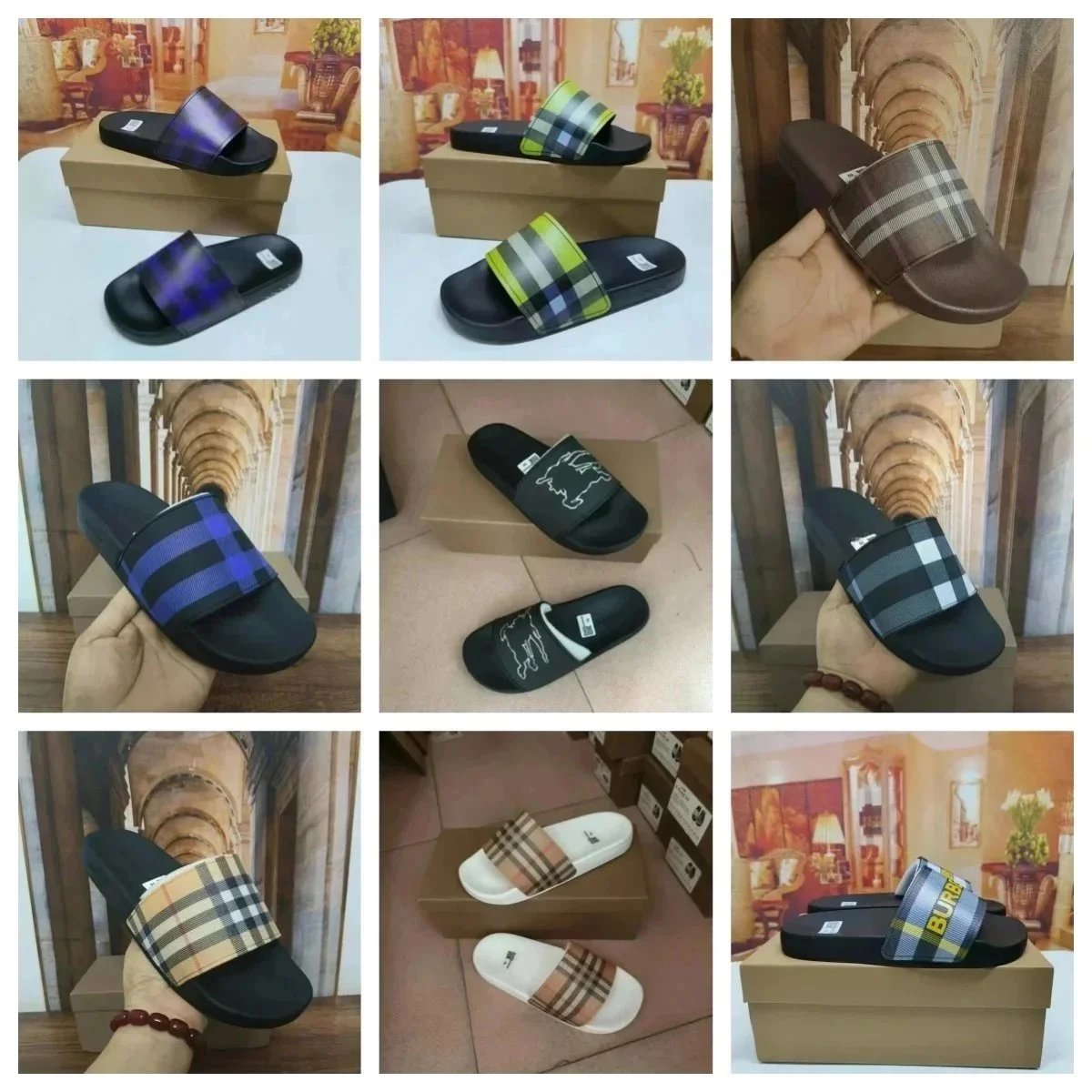 Burberry Plaid Slide Sandals for Men and Women