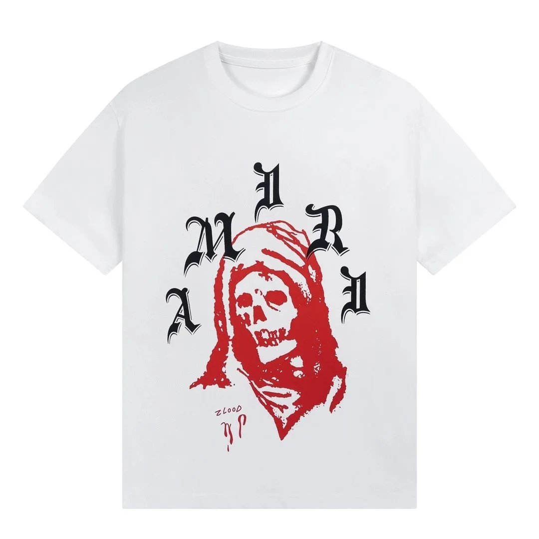 AMORI Skull Graphic T-Shirt White Gothic Design