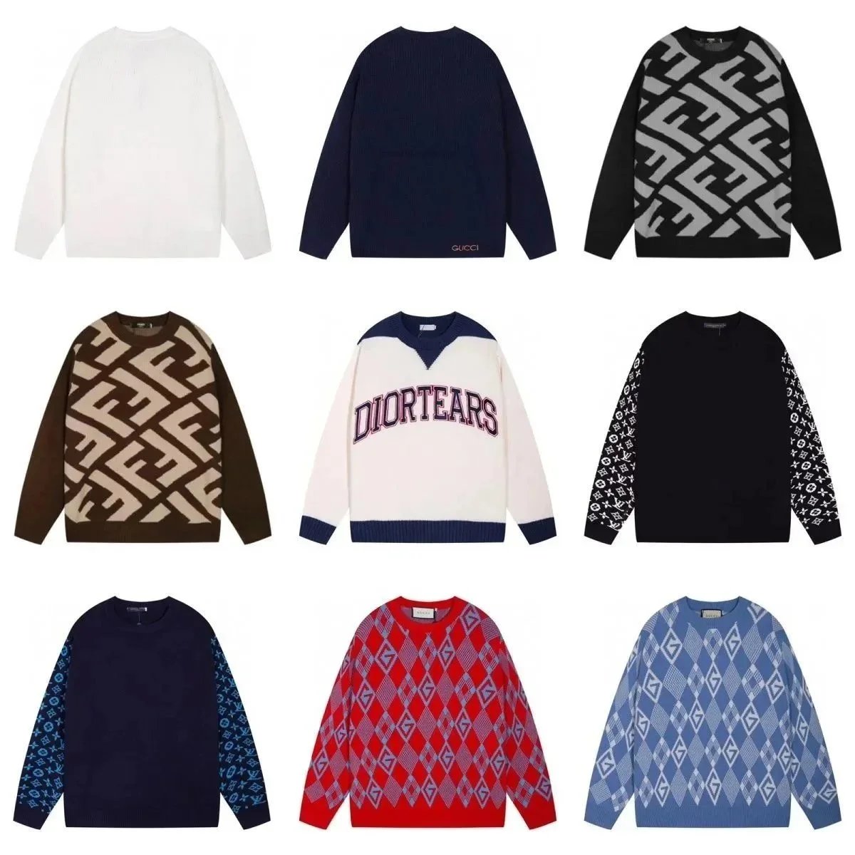 Gucci Men's Knit Sweaters with Logo Patterns and Bold Designs