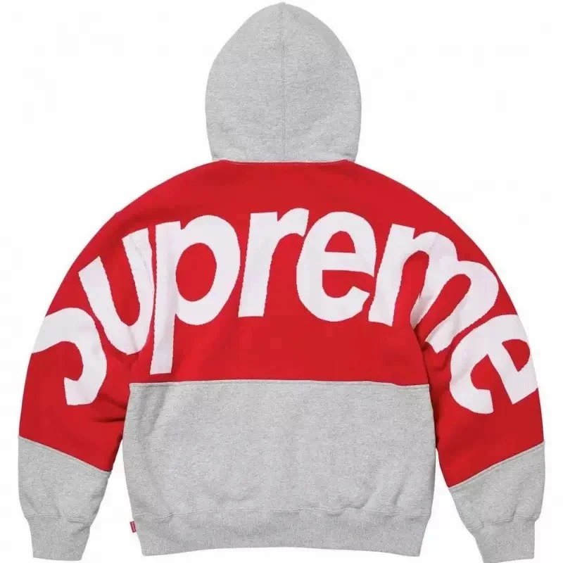 Supreme Red and Gray Hoodie with Oversized Logo