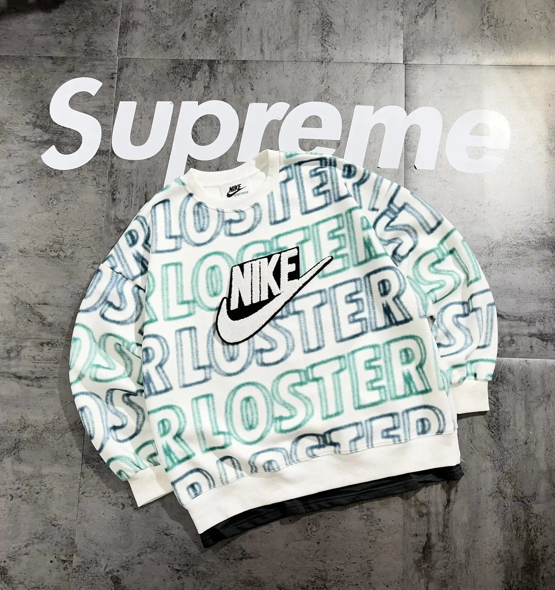 Nike x Supreme LOSTER Crewneck Sweatshirt White Green