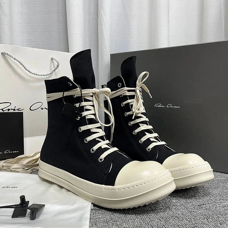 Eric Owens Black High Top Canvas Sneakers with White Rubber Sole