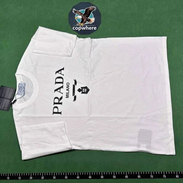 Prada Milano Logo Print White T-Shirt for Men
