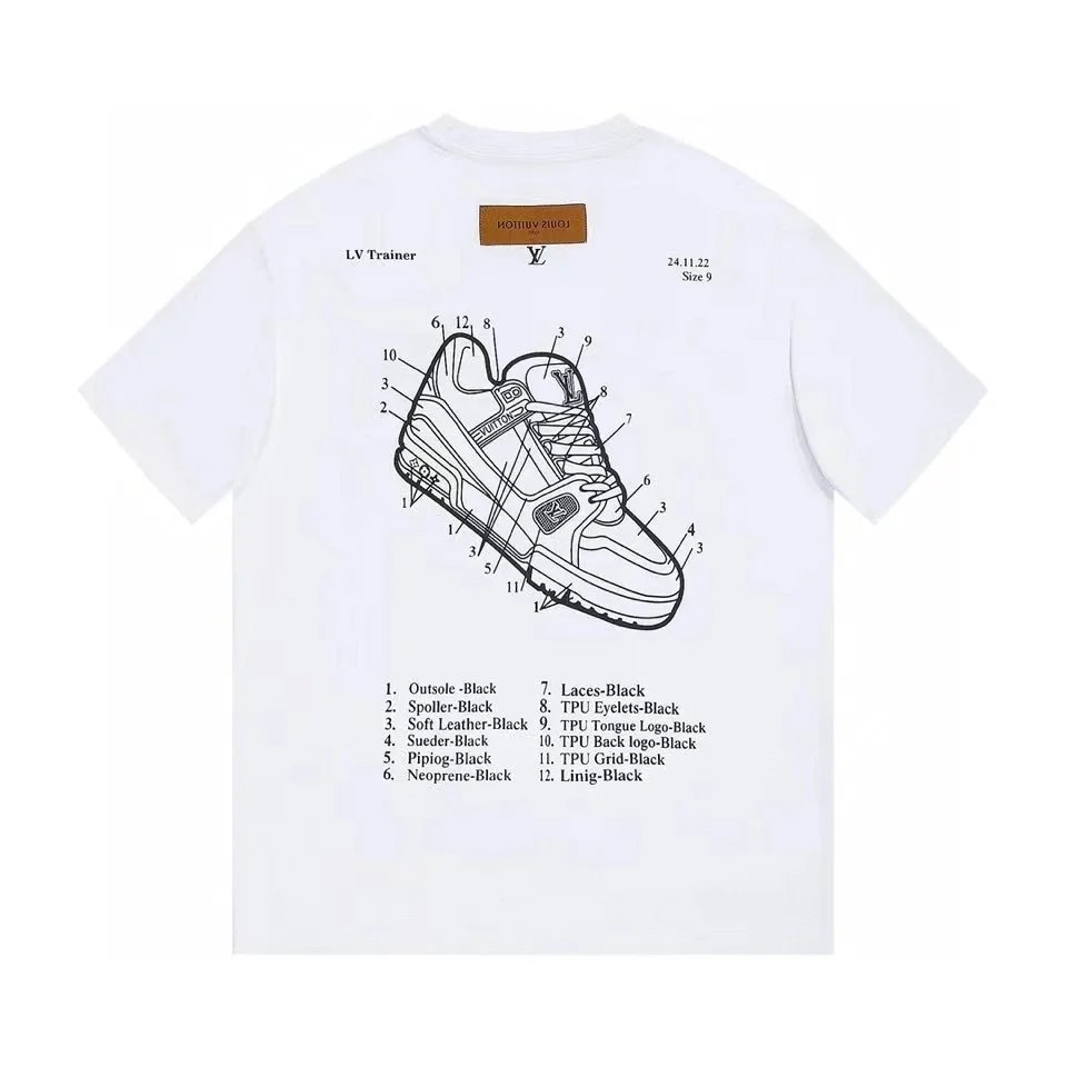 LV Trainer Shoe Blueprint T-Shirt White