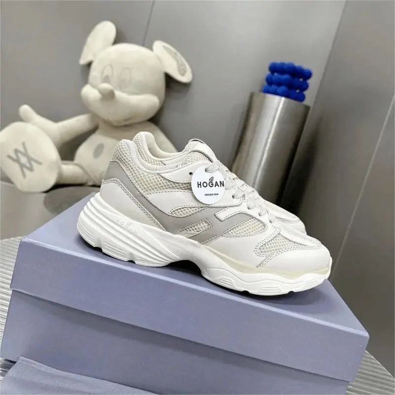 Hogan White Mesh Sneakers for Women Fashion Chunky Sole Shoes